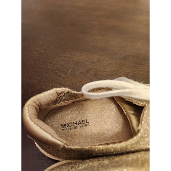 Michael Kors‎ Gold Glitter Sneakers Slip On Casual Shoes Girls Size 4 - Picture 6 of 7